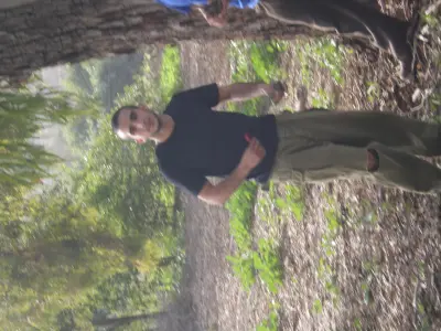 Making coffee outdoors at the kibbutz